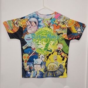 Rick and Morty All-Over Print Graphic Tee - Size Large.